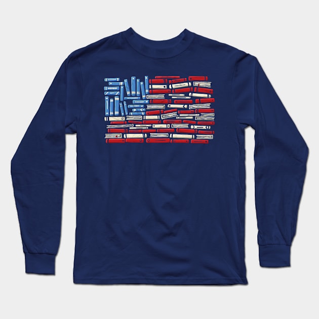 America the Bookshelf Long Sleeve T-Shirt by BignellArt